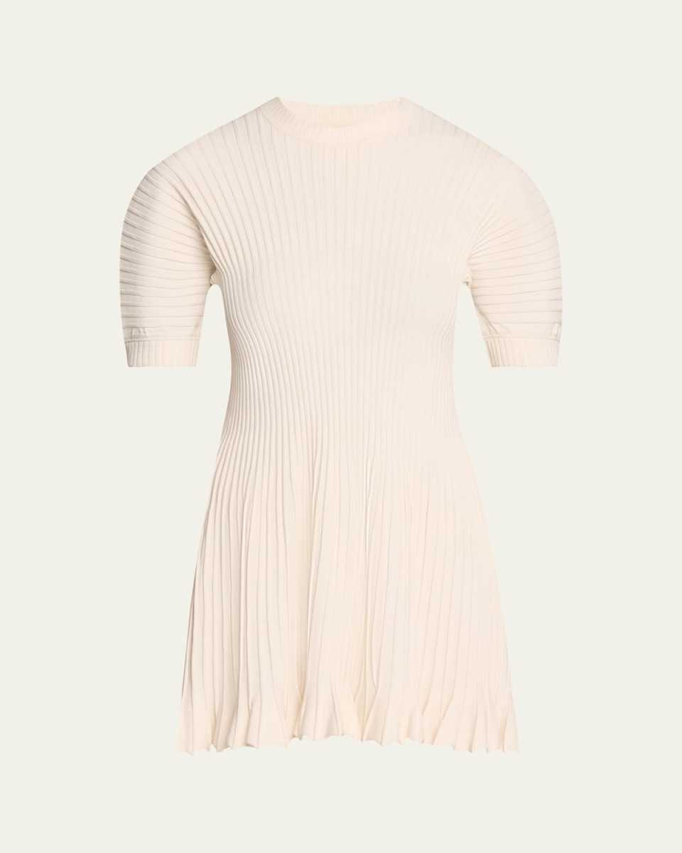 Talie Ribbed Puff-Sleeve Mini Dress
